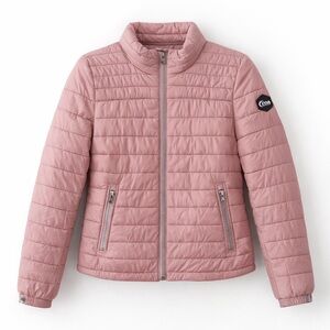 Zyia Active Dusty Pink Quilted Puffer Jacket Zip Front Lightweight Coat Size S